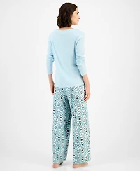 Charter Club Women's Soft Knit Printed Pajama Pants, Created for Macy's
