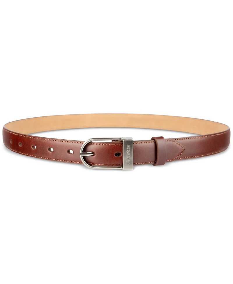 Calvin Klein Engraved Center Bar Buckle Dress Belt