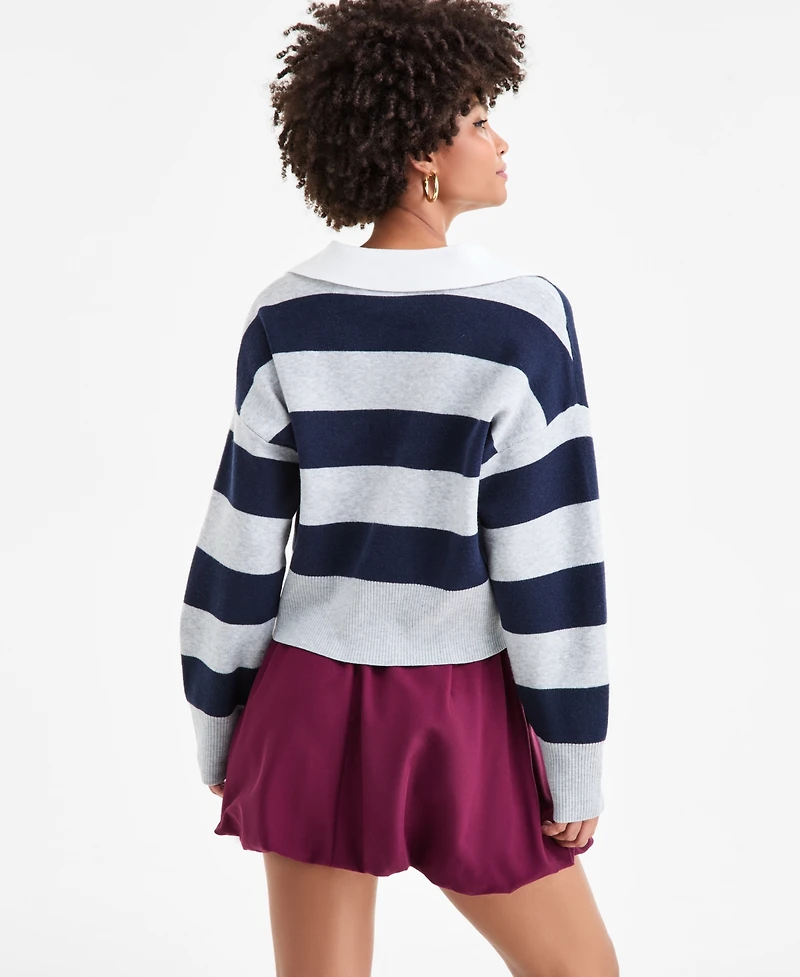 Bar Iii Women's Rugby-Stripe Polo Sweater, Macy's Exclusive