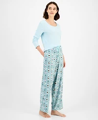 Charter Club Women's Soft Knit Printed Pajama Pants, Created for Macy's