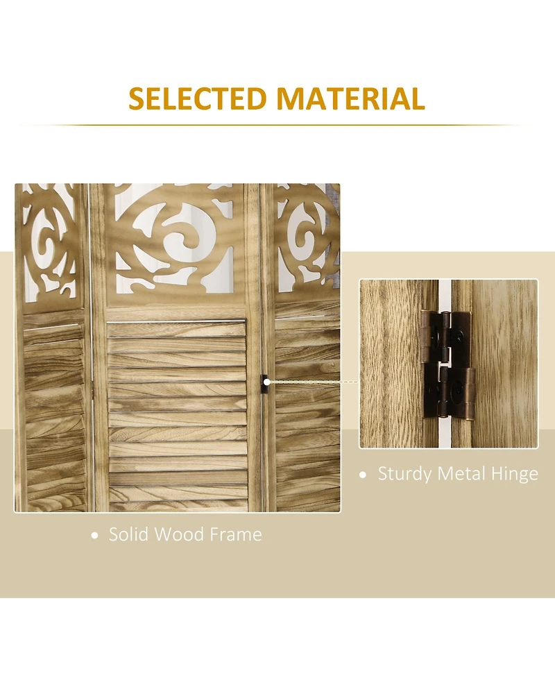 Homcom 5.5' 4 Panel Room Divider, Double Hinged Privacy Screens,