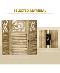Homcom 5.5' 4 Panel Room Divider, Double Hinged Privacy Screens,