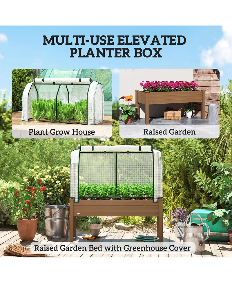 Outsunny 48 x 22 x 46 inch Raised Garden Bed w/ Pe Cover,