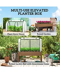 Outsunny 48 x 22 x 46 inch Raised Garden Bed w/ Pe Cover,
