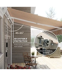 Outsunny 13' x 8' Manual Retractable Awning Sunshade Shelter