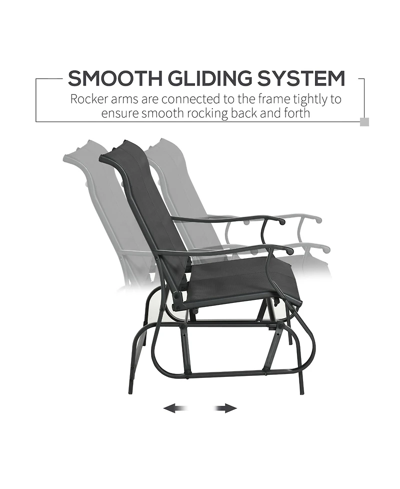 Outsunny 4pc Patio Glider Set, 2 Chairs, 1 Loveseat Bench, 1 Table