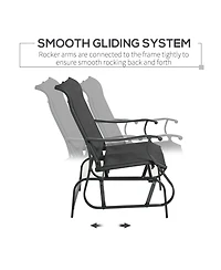 Outsunny 4pc Patio Glider Set, 2 Chairs, 1 Loveseat Bench, 1 Table