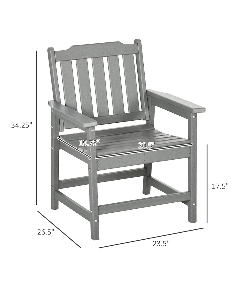 Outsunny 2 Piece Patio Chair with Armrests, Slatted Back Armchair,