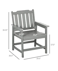 Outsunny 2 Piece Patio Chair with Armrests, Slatted Back Armchair,