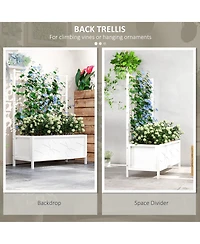 Outsunny Galvanized Raised Garden Bed with Trellis Planter Box,