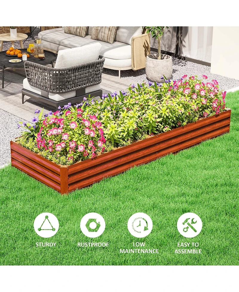Outsunny Galvanized Raised Garden Bed Metal Planter Box Easy Quick Setup