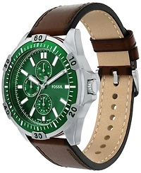 Fossil Men's Garrett Multifunction Brown Leather Watch, 44mm