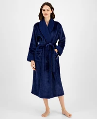 Charter Club Women's Long Plush Fleece-Trim Robe, Created for Macy's