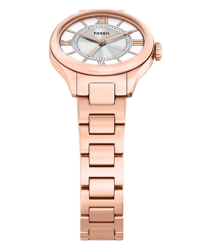 Fossil Women's Gilmore Three-Hand Rose Gold-Tone Stainless Steel Watch, 28mm