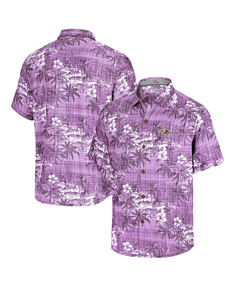 Tommy Bahama Men's Purple Baltimore Ravens Coconut Point Isla Palmetta Camp Button-Up Shirt
