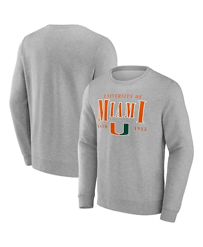 Fanatics Men's Gray Miami Hurricanes True Classics Act Fast Fleece Pullover Sweatshirt