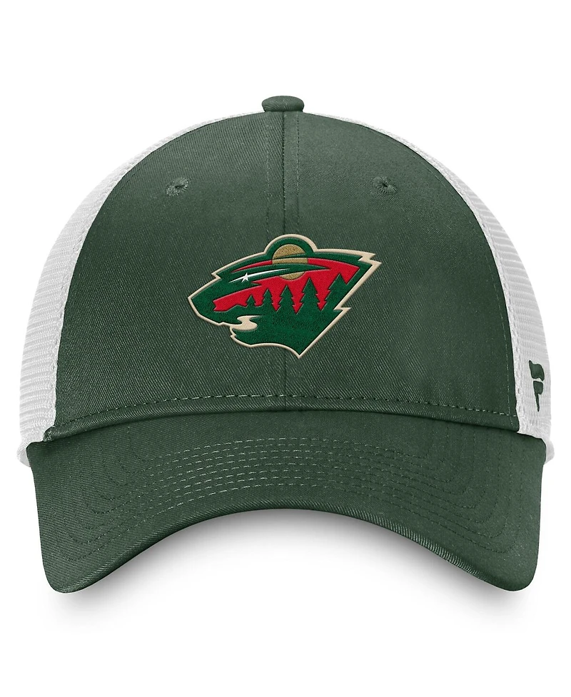 Fanatics Men's Green/White Minnesota Wild Core Primary Logo Trucker Adjustable Hat