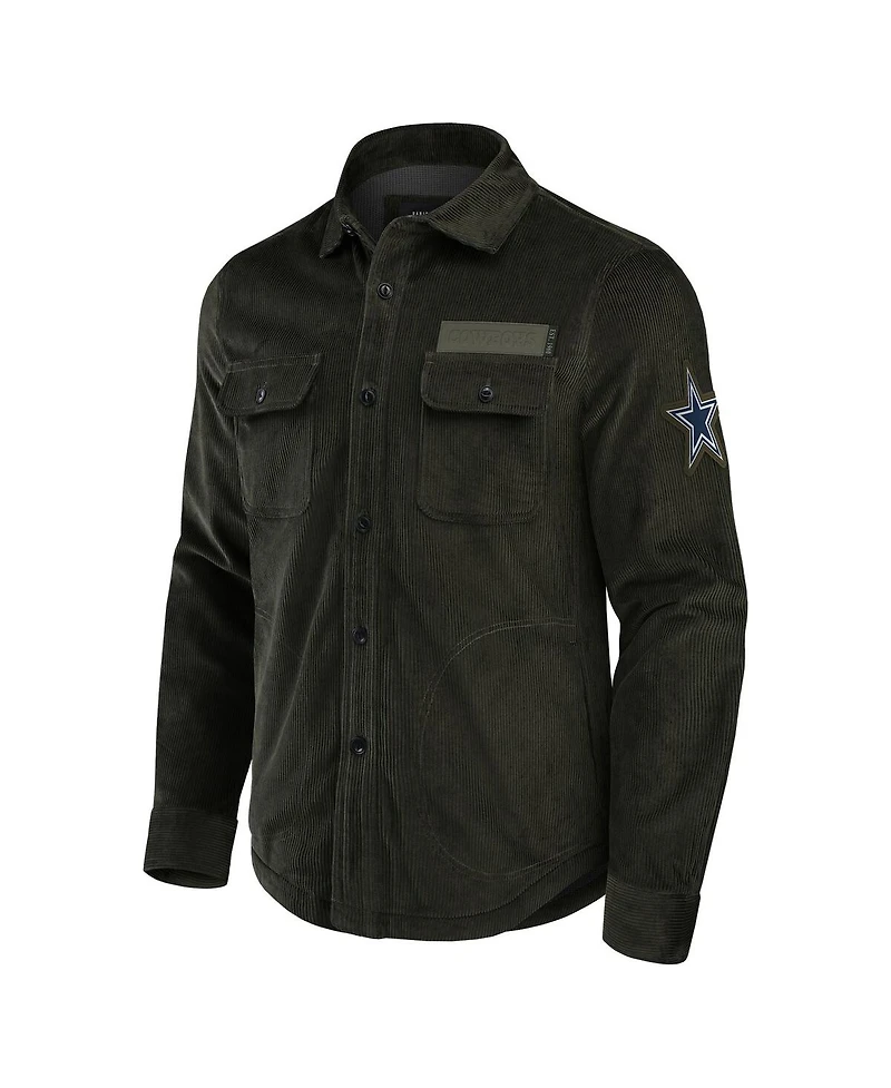 Fanatics Men's Olive Dallas Cowboys Corduroy Button-Up Shacket