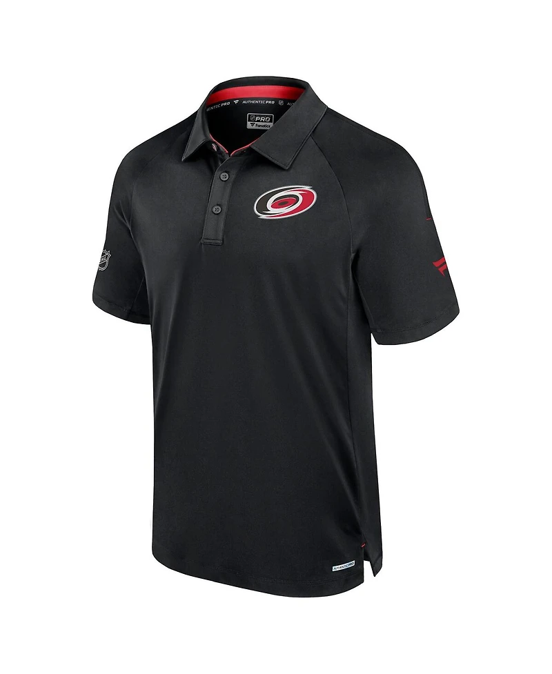 Fanatics Men's Black Carolina Hurricanes Authentic Pro Rink Raglan Polo Shirt