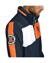 Tommy Hilfiger Men's Navy/Orange Chicago Bears Gael Lightweight Half-Zip Pullover Hoodie Jacket