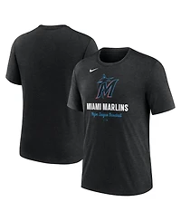 Nike Men's Heather Black Miami Marlins Logo Tri-Blend T-Shirt