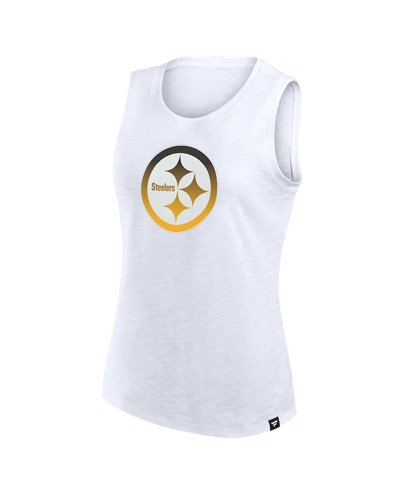 Fanatics Women's White Pittsburgh Steelers Slub Tank Top