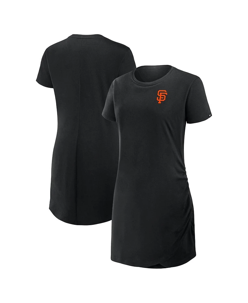 Fanatics Women's Black San Francisco Giants Ruched Drape T-Shirt Dress