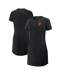 Fanatics Women's Black San Francisco Giants Ruched Drape T-Shirt Dress