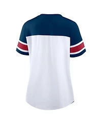 Fanatics Women's White/Navy Houston Texans Athena Rhinestone Lace-Up V-Neck T-Shirt