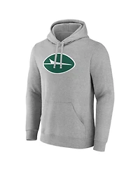 Fanatics Men's Heather Gray New York Jets Deliver Fleece Pullover Hoodie
