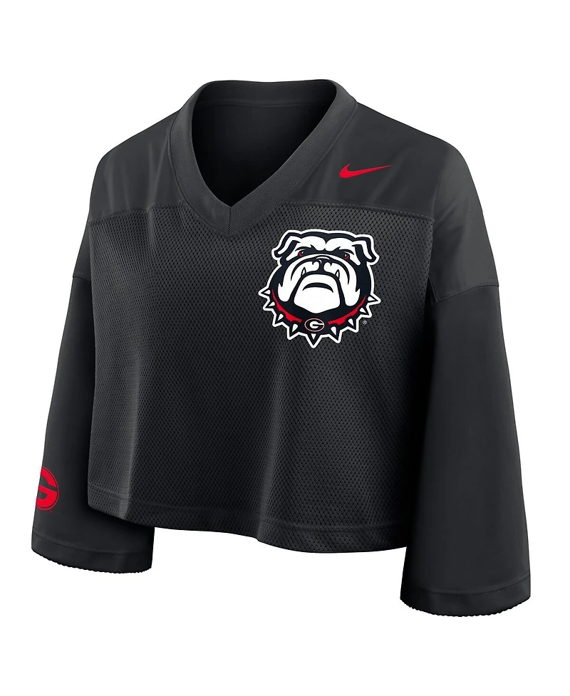 Nike Women's Black Georgia Bulldogs Cropped Mesh Fashion Jersey