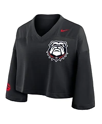 Nike Women's Black Georgia Bulldogs Cropped Mesh Fashion Jersey