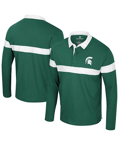 Colosseum Men's Green Michigan State Spartans Too Cool For School Long Sleeve Polo Shirt