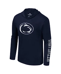 Colosseum Men's Navy Penn State Nittany Lions Color Pop Active Blend 2-Hit Long Sleeve Hooded T-Shirt