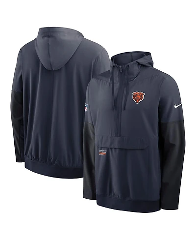 Nike Men's Navy Chicago Bears Sideline Anorak Half-Zip Hoodie Jacket