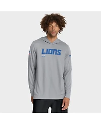 Nike Men's Gray Detroit Lions Sideline Pure Fury Performance Long Sleeve Hoodie T-Shirt