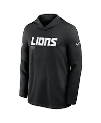 Nike Men's Black Detroit Lions Big Tall Sideline Performance Long Sleeve Hoodie T-Shirt