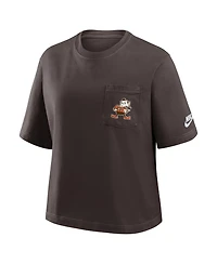 Nike Women's Brown Cleveland Browns Rewind Pocket Boxy T-Shirt