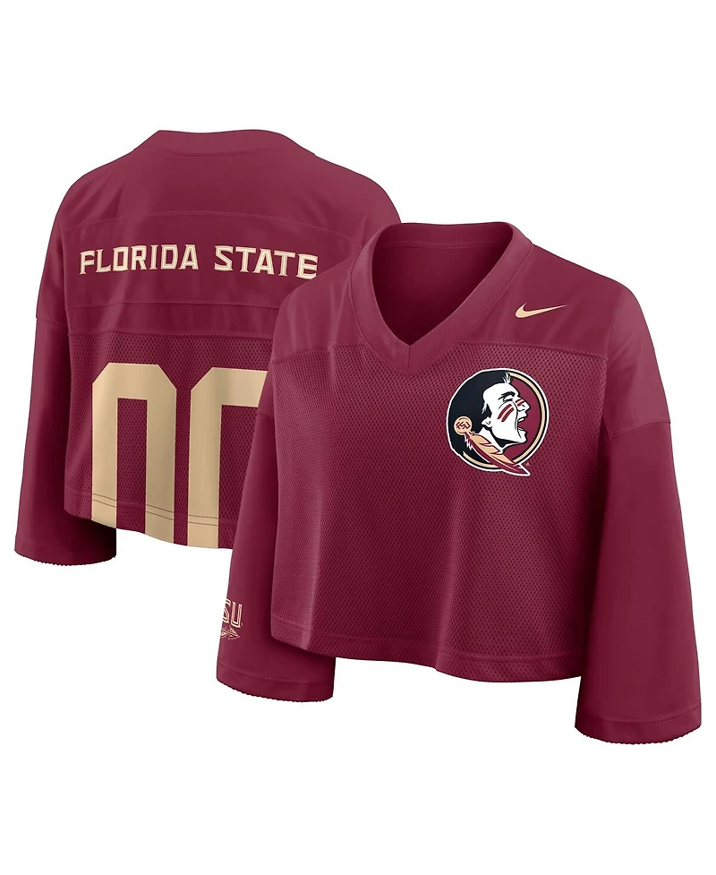 Nike Women's Garnet Florida State Seminoles Cropped Mesh Fashion Jersey