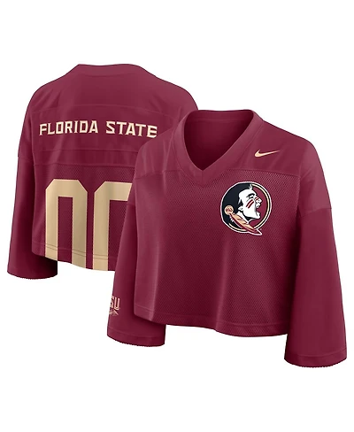 Nike Women's Garnet Florida State Seminoles Cropped Mesh Fashion Jersey