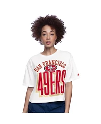 Starter Women's White San Francisco 49ers Play the Ball Boxy Cropped T-Shirt