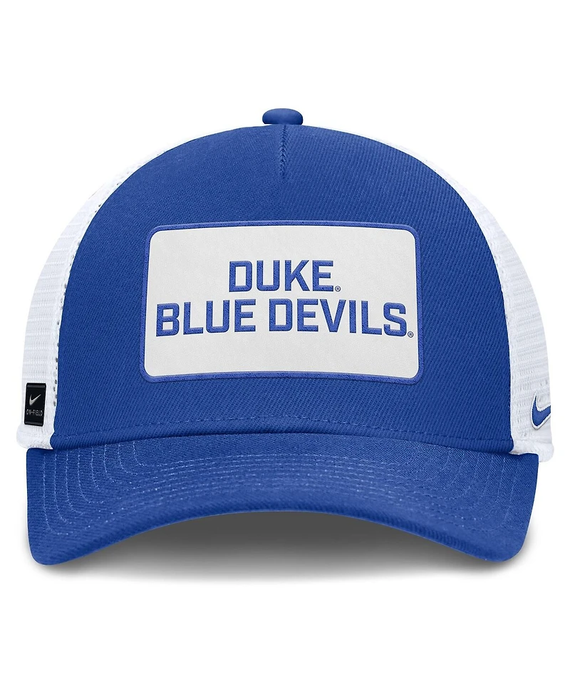 Nike Men's Royal/White Duke Blue Devils 2025 On-Field Rise Patch Trucker Adjustable Hat