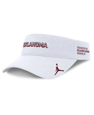 Jordan Men's White Oklahoma Sooners 2025 On-Field Gameday Performance Ace Adjustable Visor Hat