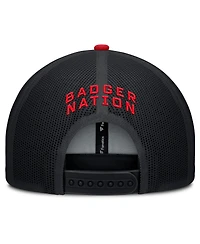 Fanatics Men's Black/Red Wisconsin Badgers Adapt Adjustable Trucker Hat