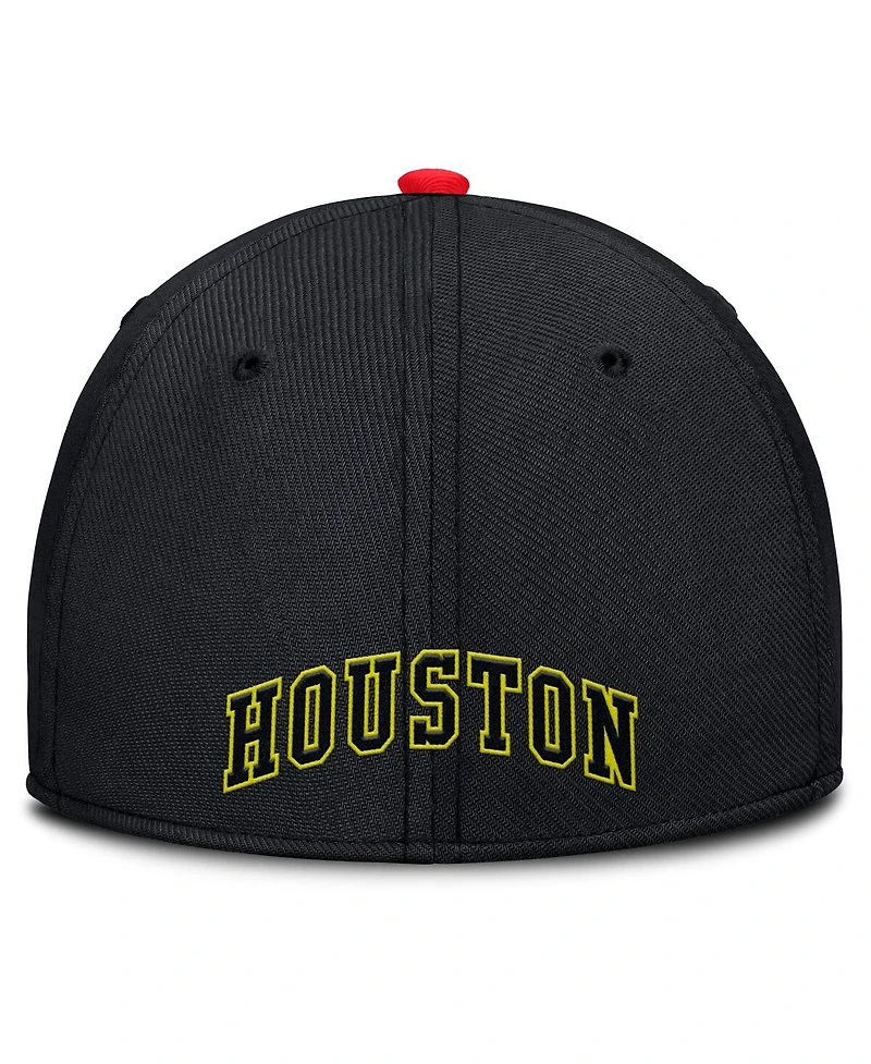 Nike Men's Crimson/Black Houston Astros Neon 90s Rise Swoosh Flex Hat