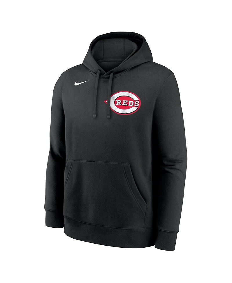 Nike Men's Elly De La Cruz Black Cincinnati Reds Player Name Number Club Fleece Pullover Hoodie