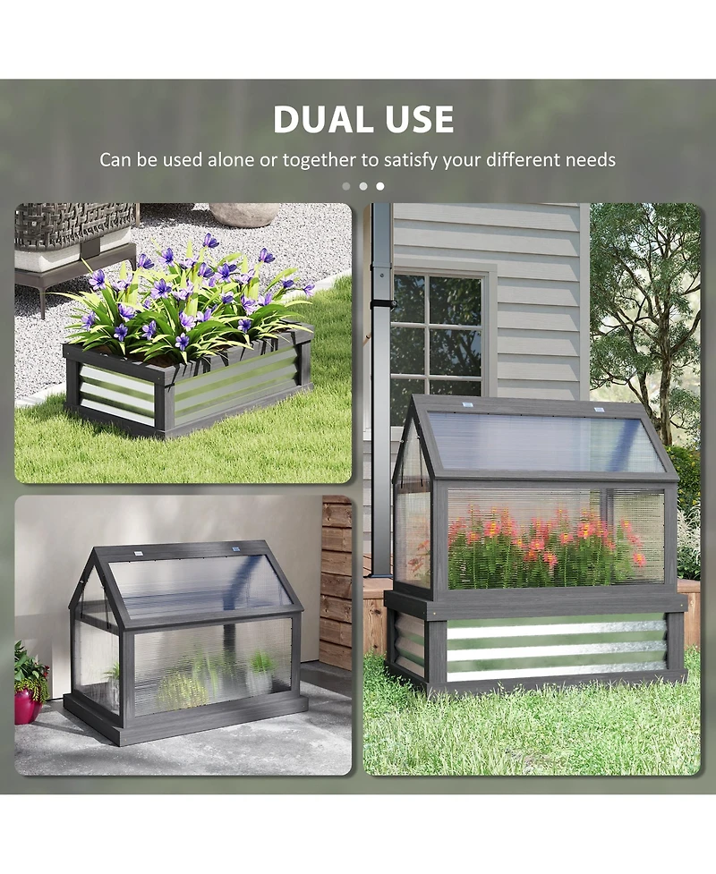 Outsunny Raised Garden Bed with Wooden Cold Frame