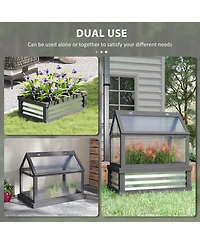 Outsunny Raised Garden Bed with Wooden Cold Frame