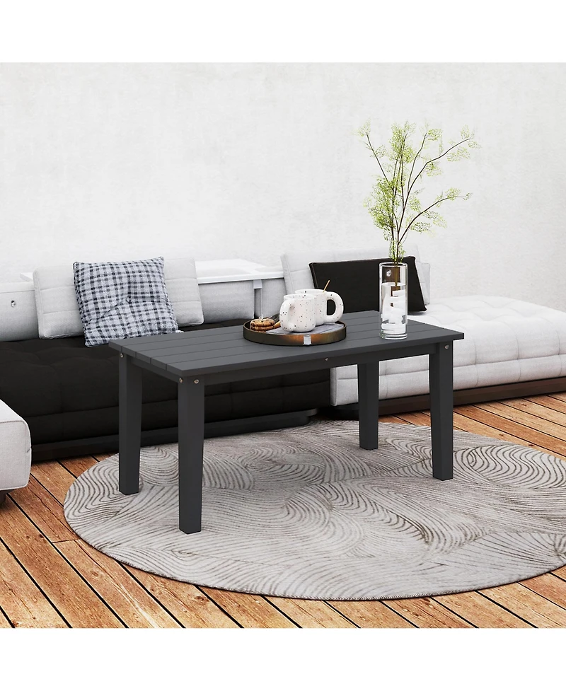 Outsunny Hdpe Outdoor Table, Recgle Slatted Patio