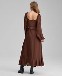 And Now This Women's Ruffle Long-Sleeve Maxi Dress, Macy's Exclusive